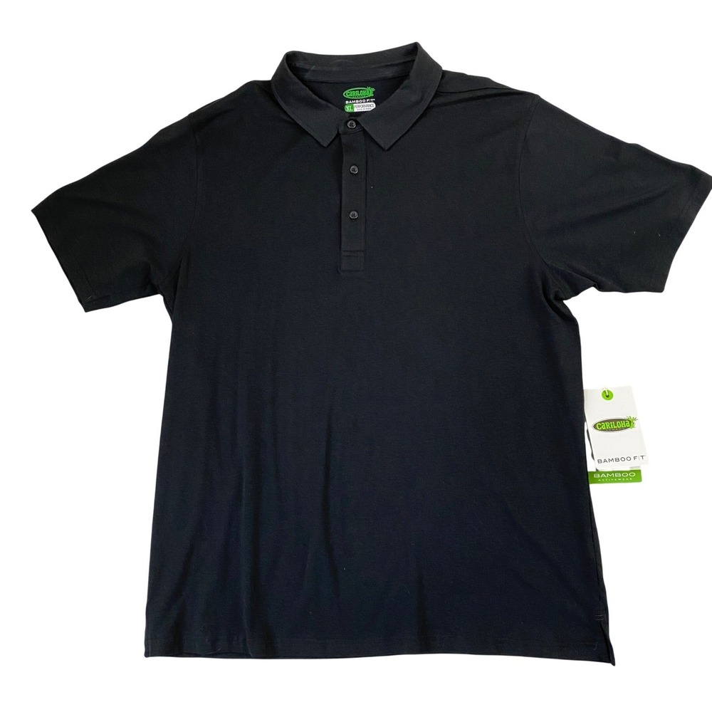 Cariloha Mens Performance Bamboo Polo Shirt Short Sleeve XL Black Golf Eco NWT